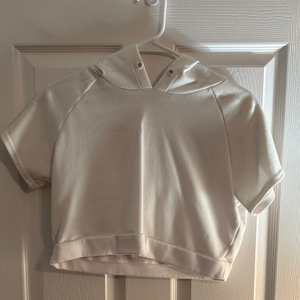 Stylish Cream Short Sleeve Hoodie